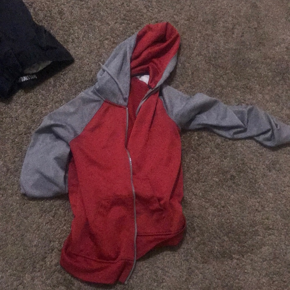 Red and Gray Zip-Up Hoodie